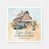 Schattigee kleine boer 1e verjaardagsfeestje servet (Voorkant)