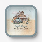 Schattigee kleine boer 3e verjaardagsfeestje papieren bordje (Voorkant)