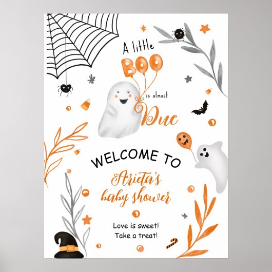 Schattigee kleine Boo Halloween baby shower welkom Poster (Voorkant)