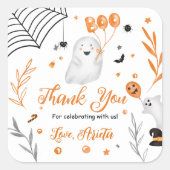 Schattigee kleine Boo Halloween Bedankt baby showe Vierkante Sticker (Voorkant)