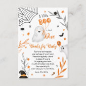 Schattigee kleine Boo Halloween oranje boeken baby Informatiekaartje (Voorkant)