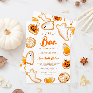 Schattigee kleine boo koekjes Halloween baby showe Kaart