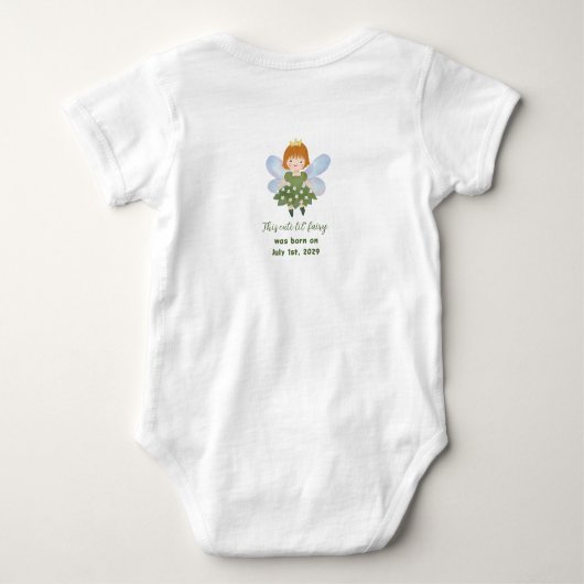 Schattigee kleine bosfee in groene bloemenjurk romper (Achterkant)