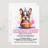 Schattigee kleine bostonterrier verjaardagsfeestje kaart (Voorkant / Achterkant)