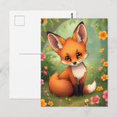 Schattigee kleine bruine vos in het bos briefkaart (Voorkant / Achterkant)
