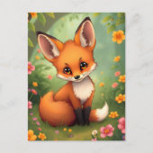 Schattigee kleine bruine vos in het bos briefkaart (Voorkant)