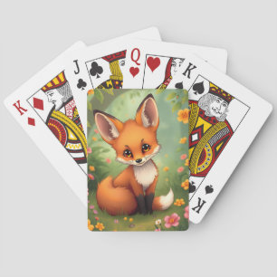 Schattigee kleine bruine vos in het bos pokerkaarten