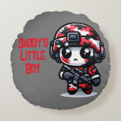 Schattigee kleine Camo Guy - Rood, Zwart & Wit | Rond Kussen (Voorkant)