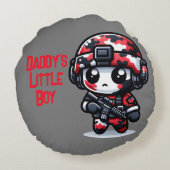 Schattigee kleine Camo Guy - Rood, Zwart & Wit | Rond Kussen (Achterkant)