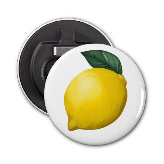 Schattigee kleine citroen button flesopener (Voorkant)