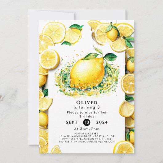 Schattigee kleine citroen verjaardag kaart (Voorkant)