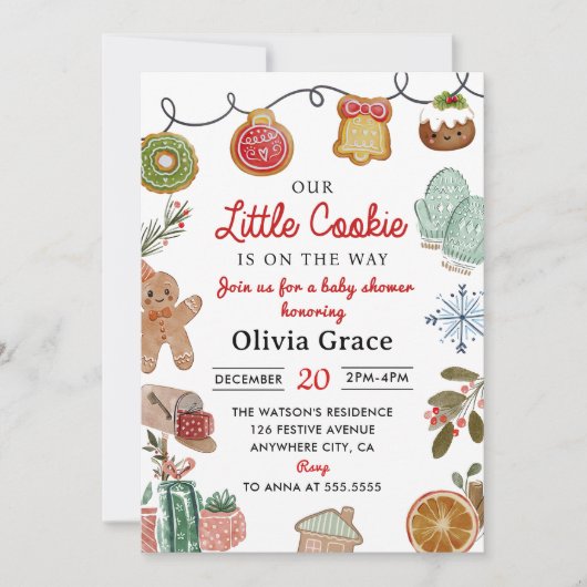 Schattigee kleine cookie Christmas Baby shower Par Kaart (Voorkant)