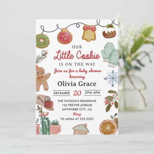Schattigee kleine cookie Christmas Baby shower Par Kaart (Staand voorkant)