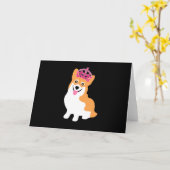 Schattigee kleine corgi prinses met een roze kroon kaart (Gele Bloem)