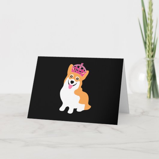 Schattigee kleine corgi prinses met een roze kroon kaart (Voorkant)