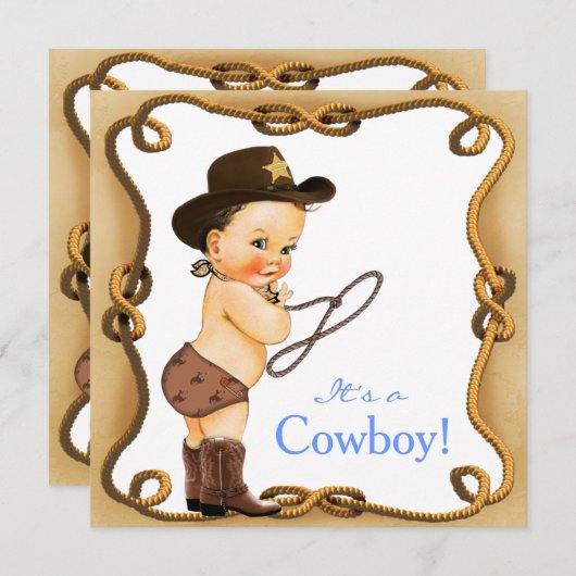 Schattigee kleine cowboy Baby shower Kaart (Voorkant / Achterkant)