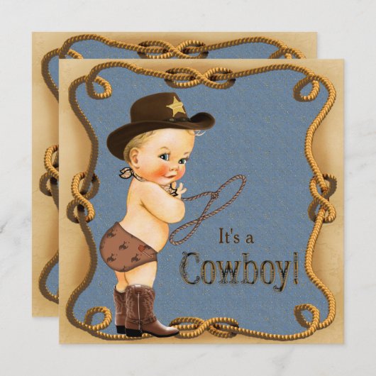 Schattigee kleine cowboy Baby shower Kaart (Voorkant / Achterkant)