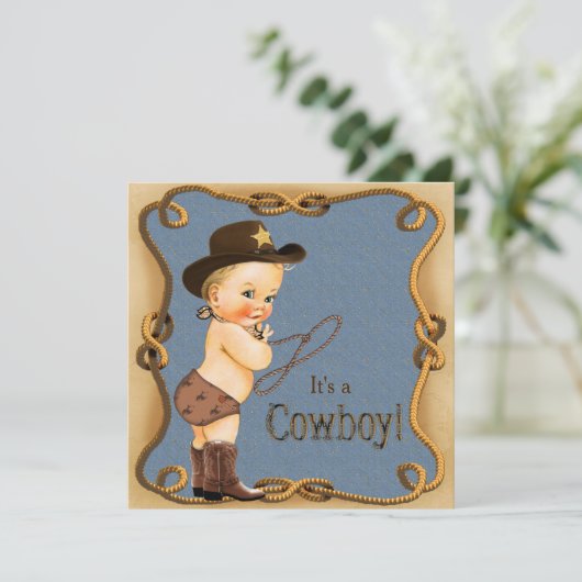 Schattigee kleine cowboy Baby shower Kaart (Staand voorkant)