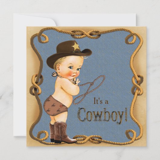 Schattigee kleine cowboy Baby shower Kaart (Voorkant)