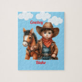 Schattigee kleine cowboy met paard legpuzzel (Verticaal)