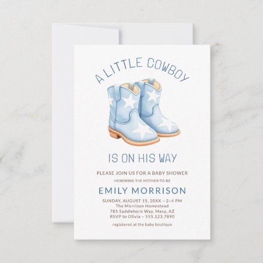 Schattigee kleine cowboy op de weg jongen Baby sho Kaart (Voorkant)