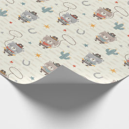 Schattigee kleine cowboy sheriff Beer op crème Cadeaupapier