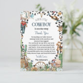 Schattigee kleine cowboy Westerne Waterverf Baby s Bedankkaart (Staand voorkant)