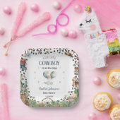 Schattigee kleine cowboy Westerne Waterverf Baby s Papieren Bordje (Feest)
