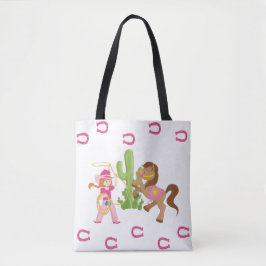 Schattigee kleine cowgirl en Pony Tote Bag