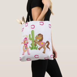 Schattigee kleine cowgirl en Pony Tote Bag
