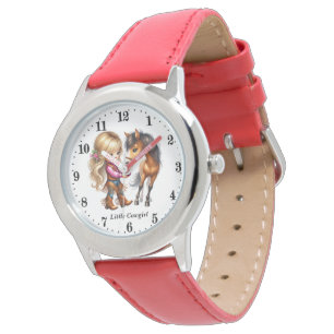 Schattigee kleine cowgirl naam toevoegen horloge