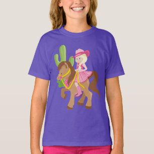 Schattigee kleine cowgirl op Pony T-shirt