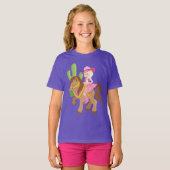 Schattigee kleine cowgirl op Pony T-shirt (Voorkant volledig)