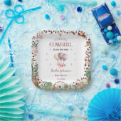 Schattigee kleine Cowgirl Westerne Waterverf Baby  Papieren Bordje (Feest)