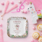 Schattigee kleine Cowgirl Westerne Waterverf Baby  Papieren Bordje (Feest)
