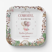 Schattigee kleine Cowgirl Westerne Waterverf Baby  Papieren Bordje (Voorkant)