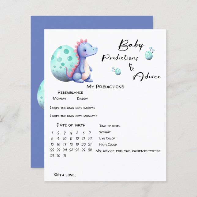 Schattigee kleine dinosaurus Baby voorspellingen s (Voorkant / Achterkant)