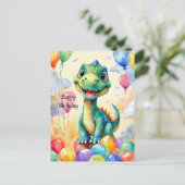 Schattigee kleine dinosaurus met veel kleurrijke b briefkaart (Staand voorkant)