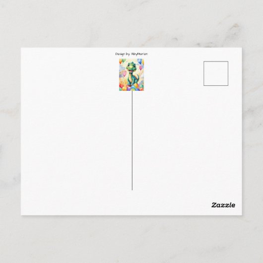 Schattigee kleine dinosaurus met veel kleurrijke b briefkaart (Achterkant)