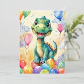Schattigee kleine dinosaurus met veel kleurrijke b kaart (Staand voorkant)