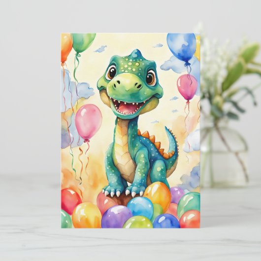 Schattigee kleine dinosaurus met veel kleurrijke b kaart (Staand voorkant)