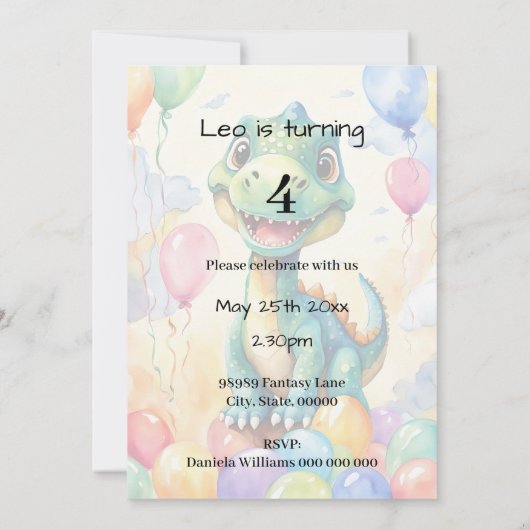 Schattigee kleine dinosaurus met veel kleurrijke b kaart (Achterkant)