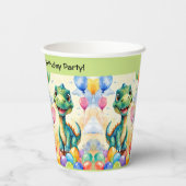 Schattigee kleine dinosaurus met veel kleurrijke b papieren bekers (Achterkant)