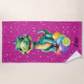 Schattigee kleine dinosaurus met veel kleurrijke b strandlaken (Voorkant)