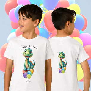 Schattigee kleine dinosaurus met veel kleurrijke b t-shirt