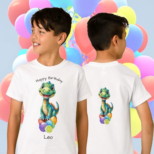 Schattigee kleine dinosaurus met veel kleurrijke b t-shirt