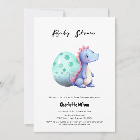 Schattigee kleine dinosaurus met zijn ei-Baby show Kaart (Voorkant)