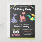 Schattigee kleine dinosaurus verjaardagsfeestuitno kaart (Voorkant)