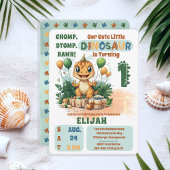 Schattigee kleine dinosaurusjongen 1e verjaardagsf kaart