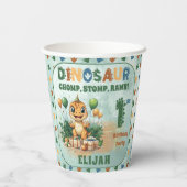 Schattigee kleine dinosaurusjongen 1e verjaardagsf papieren bekers (Achterkant)
